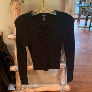 Black lace up sweater